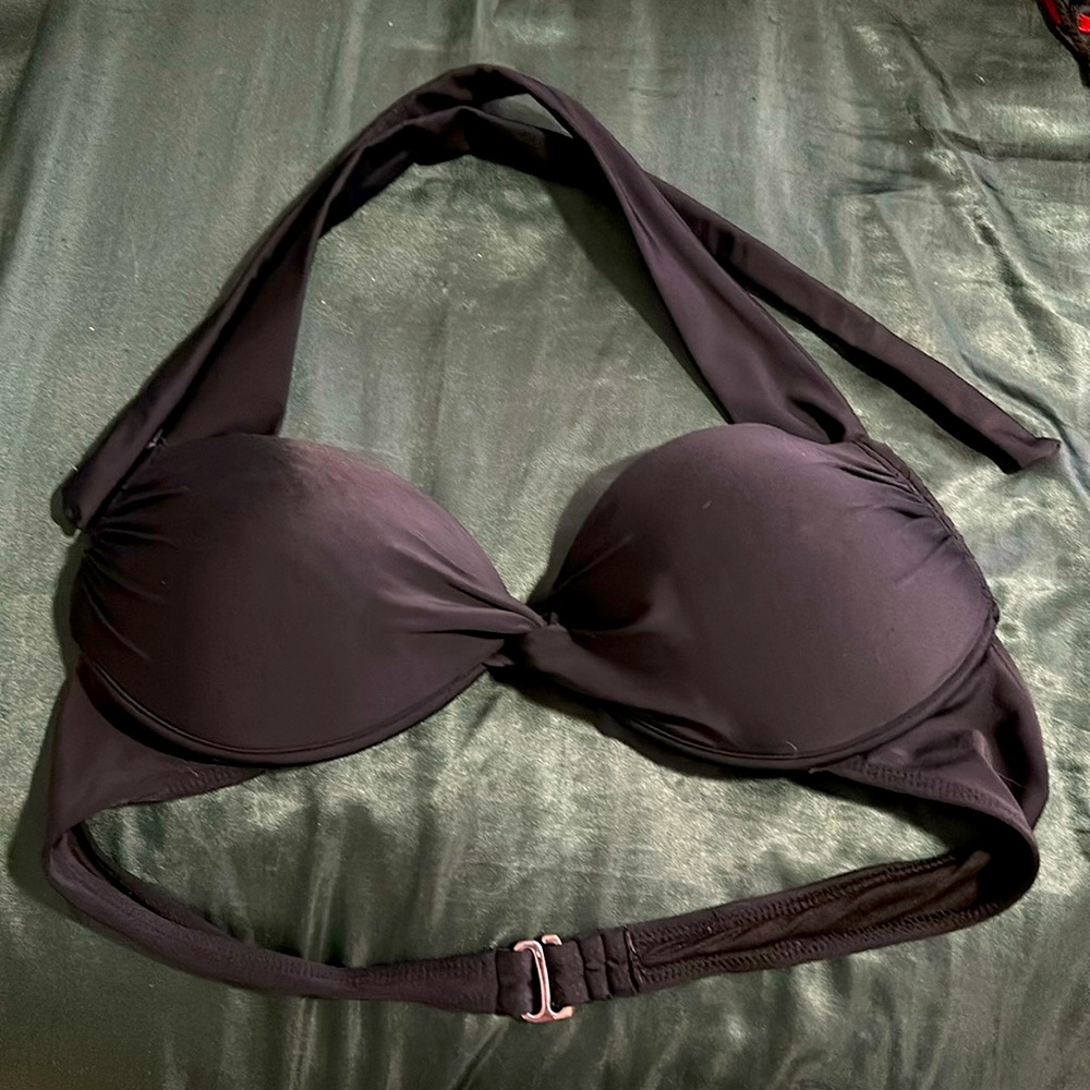 Black swim halter top